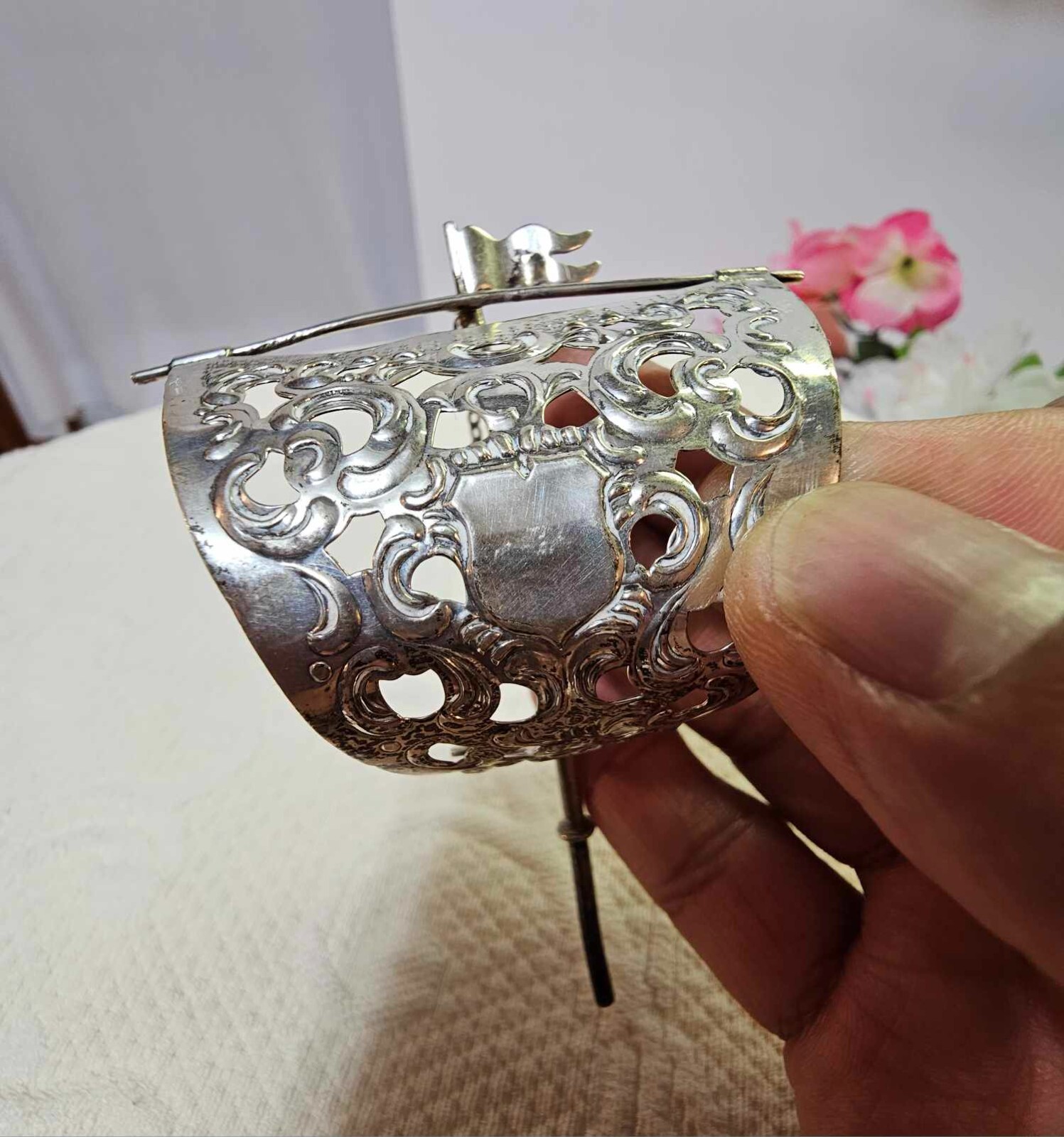 Vtg Albo 835 Silver sailboat mainsail /headsail ONLY shield design small-15g-B2