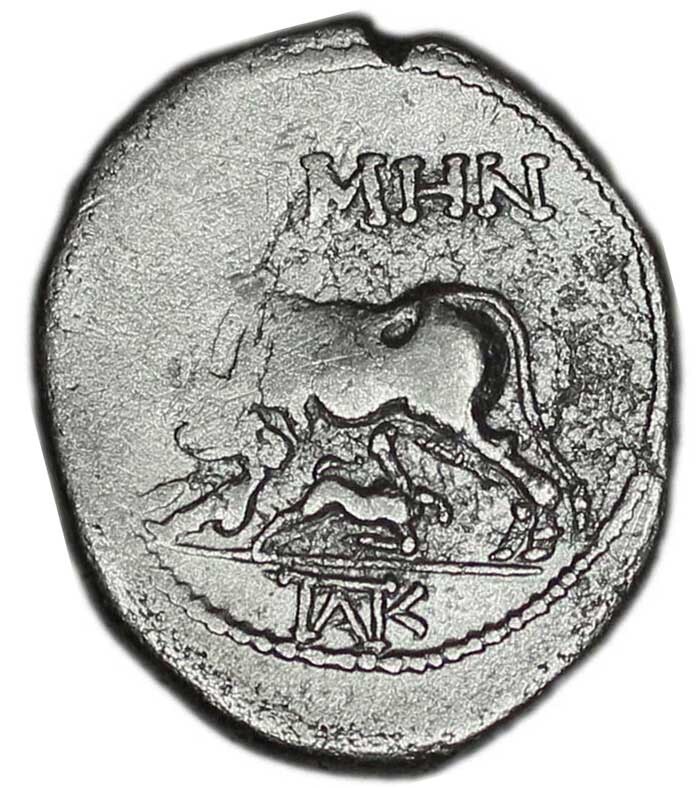 GREEK ILLYRIA (ΤΙΜΗΝ-ΔΑΜΟΦΩΝΤΟΣ = ΤΙΜΙΝ-DAMOFONTOS) coin Drachm 3rd century...