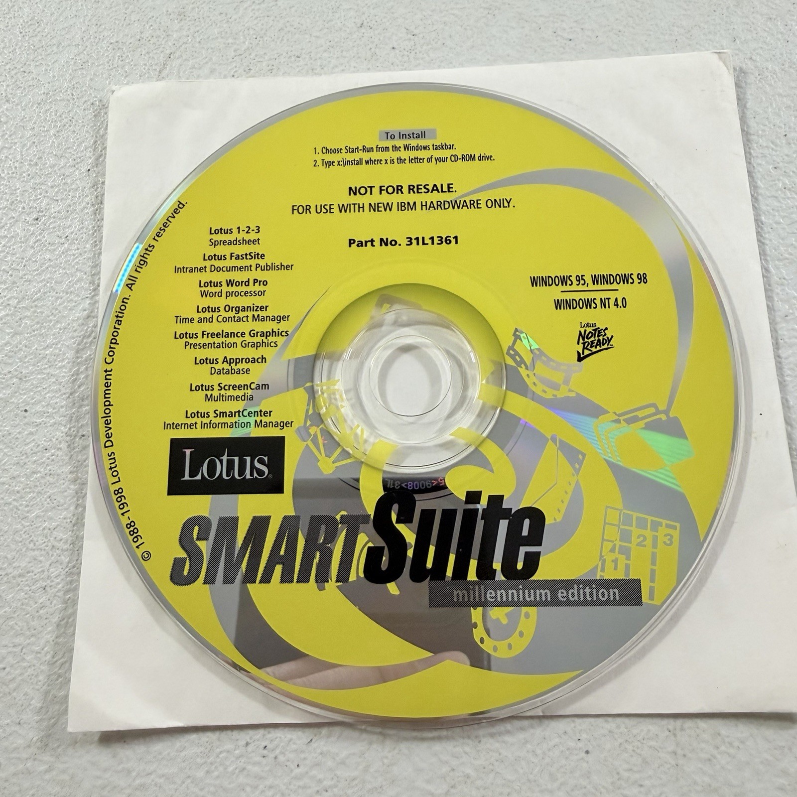 Lotus SmartSuite Millennium Edition Software CD Windows 7/XP/2000/98