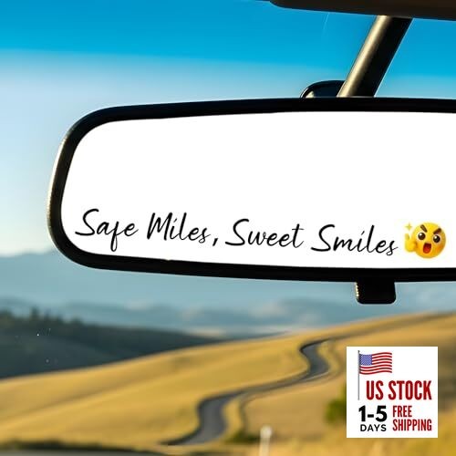 3 x Rearview Mirror Sticker Decal, Cute Car Stickers Safe Miles, Sweet Smiles