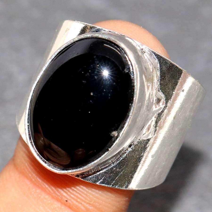 925 Silver Plated Stunning Black Onyx Ring US 10 Best Seller Gift JW