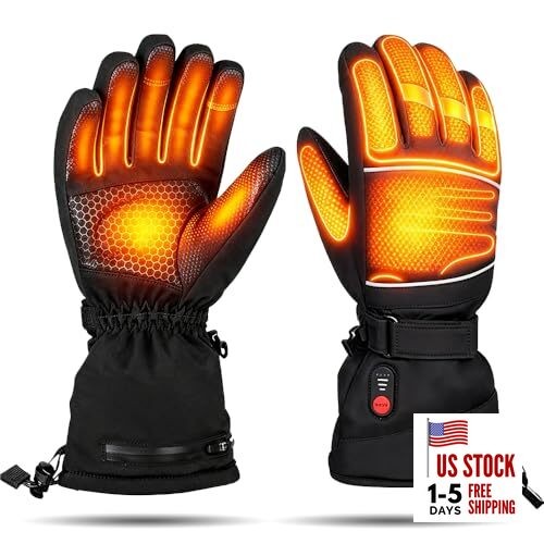 Heated Gloves, Rechargeable Heated Gloves for Men Women, 7.4V Fast Large