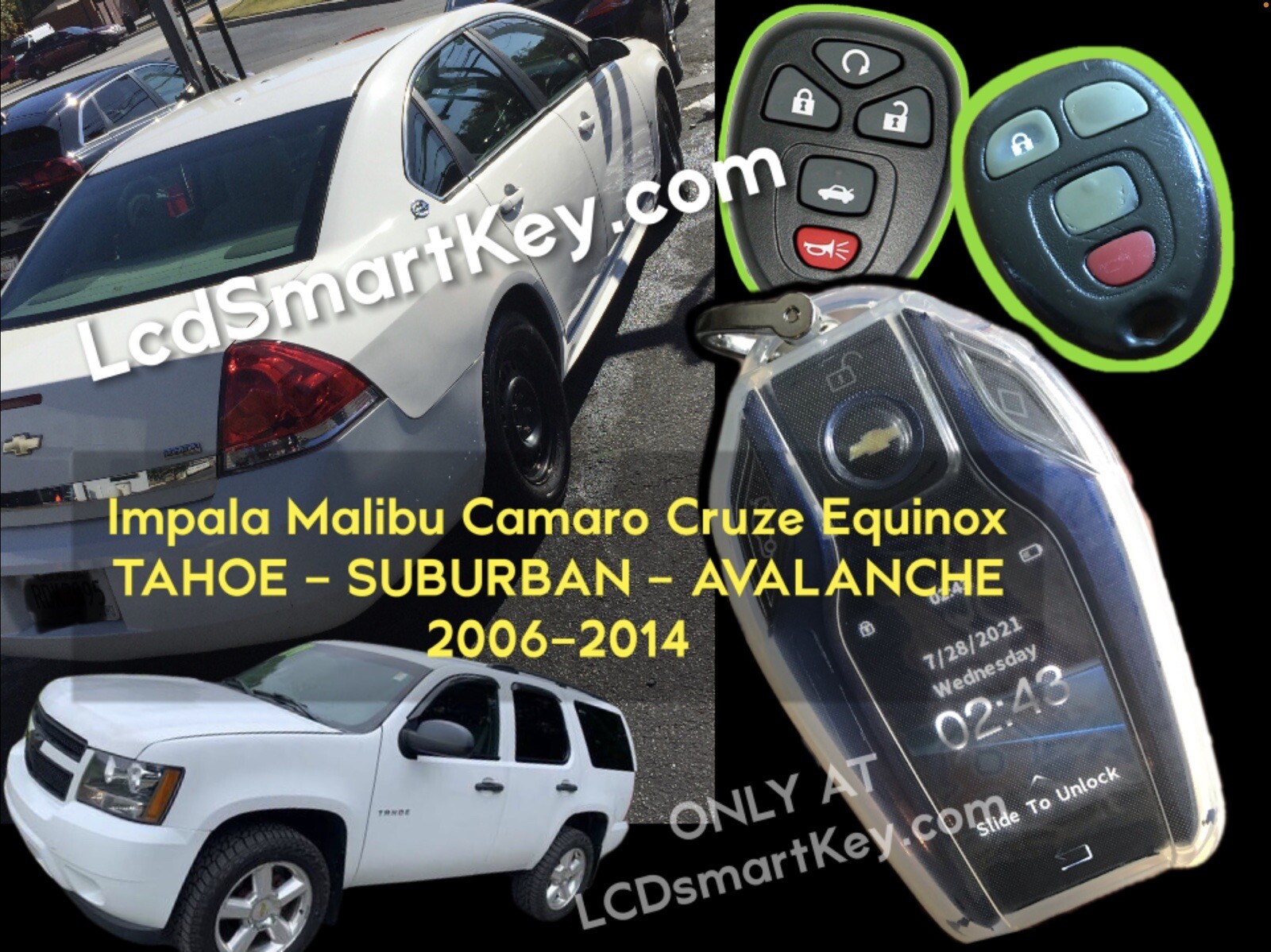 LCD Smart Key + Install Service Non Push Button GMC 350Z CHEVY Tahoe Impala Cadd