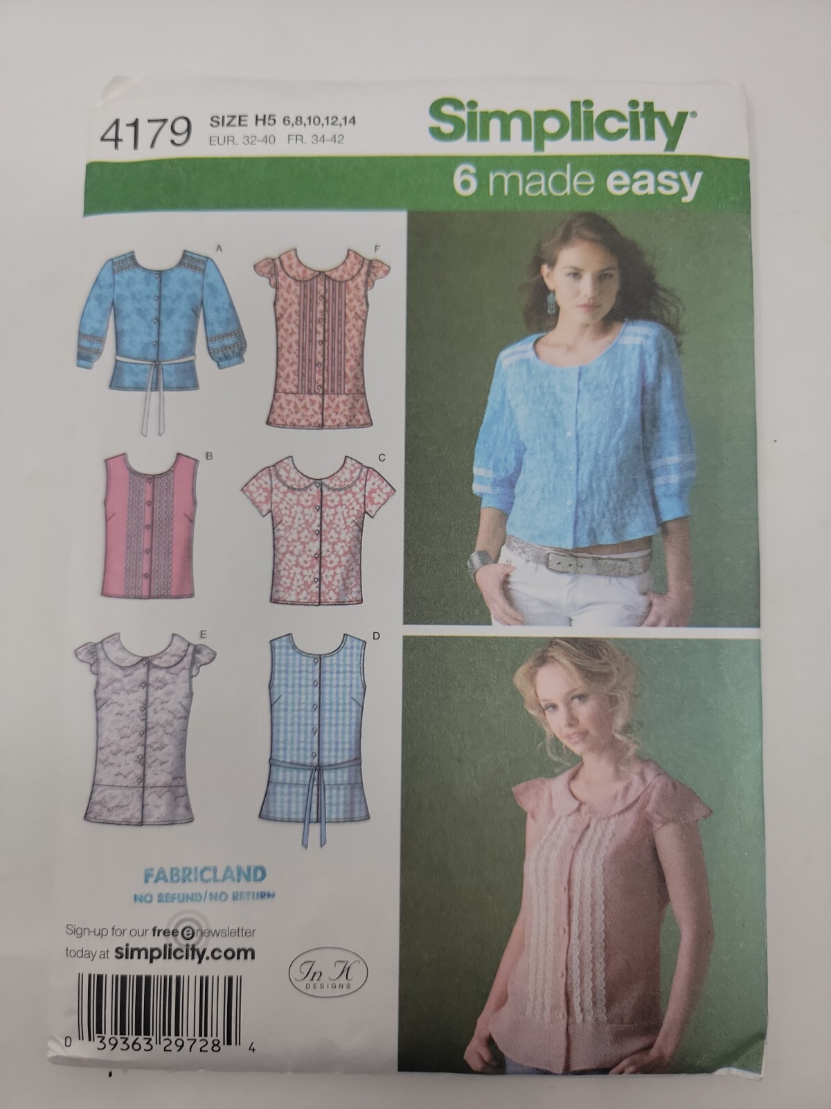 Simplicity 4179 Misses Petite Blouses Sewing Pattern sz 6-14