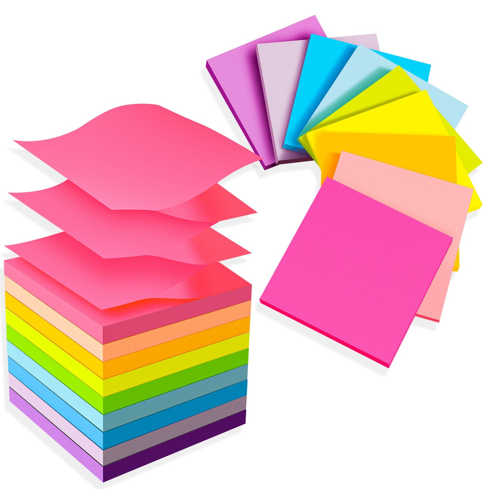 (18 Pads) Pop Up Sticky Notes 3x3 Refills, Strong Adhesive in, Bright 