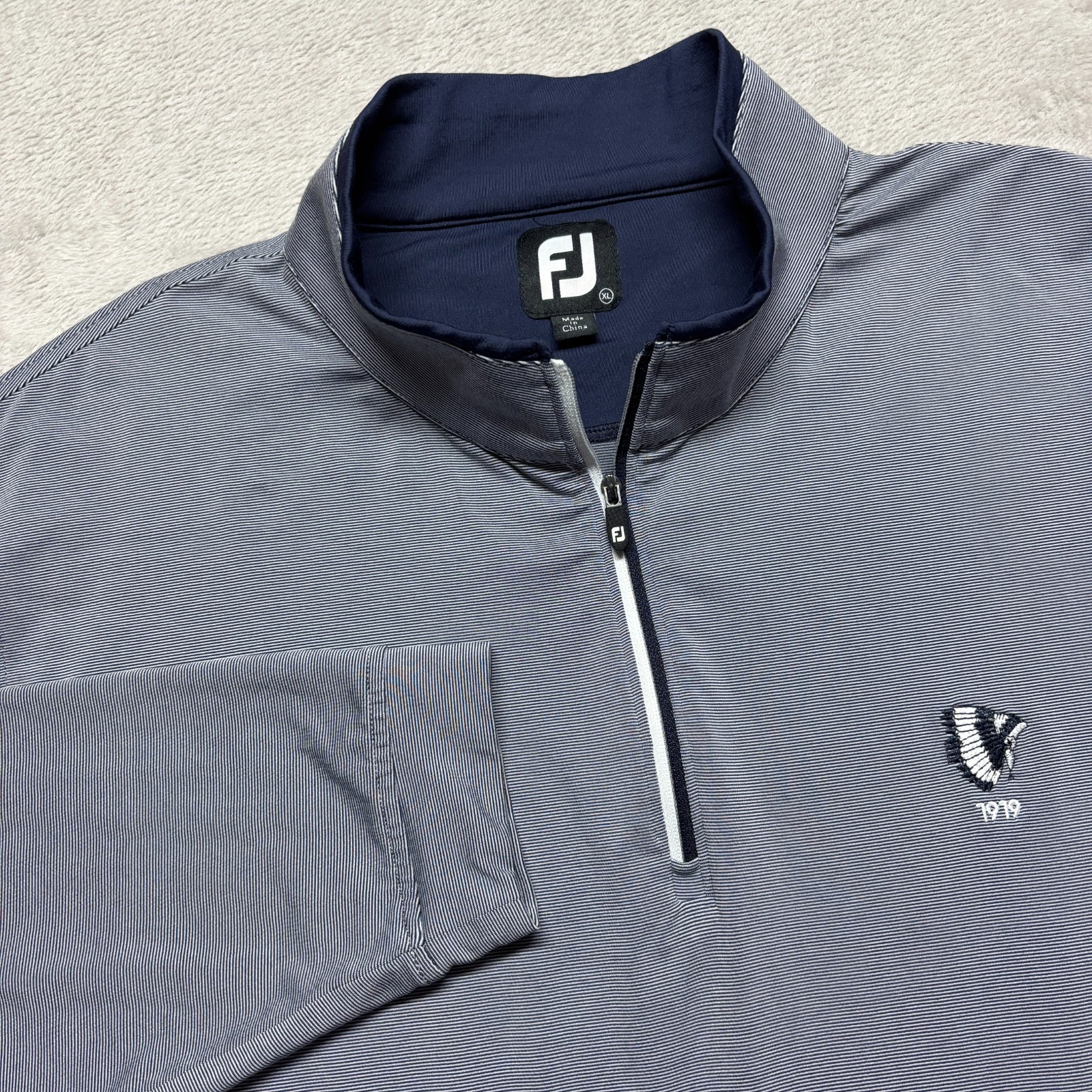 Footjoy Sweater Mens XL  1/4 Zip Performance Pullover Navy Hannastown Golf Club