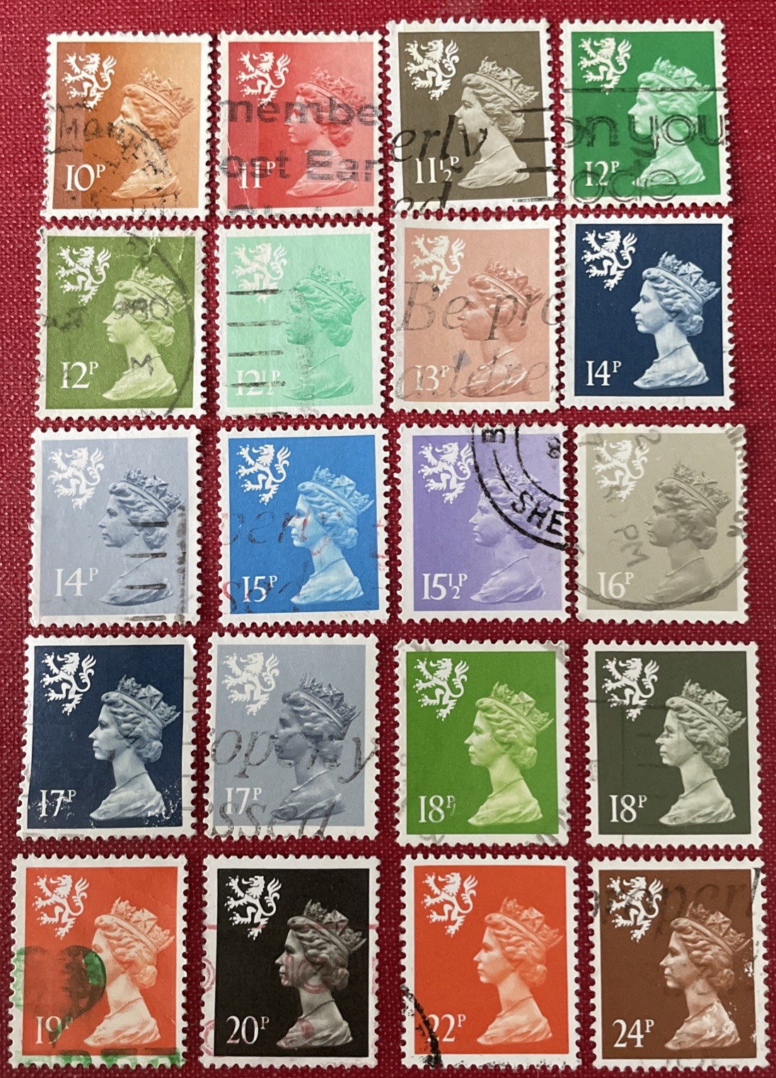 QE II Scottish Regional Machin 20 Stamp Selection