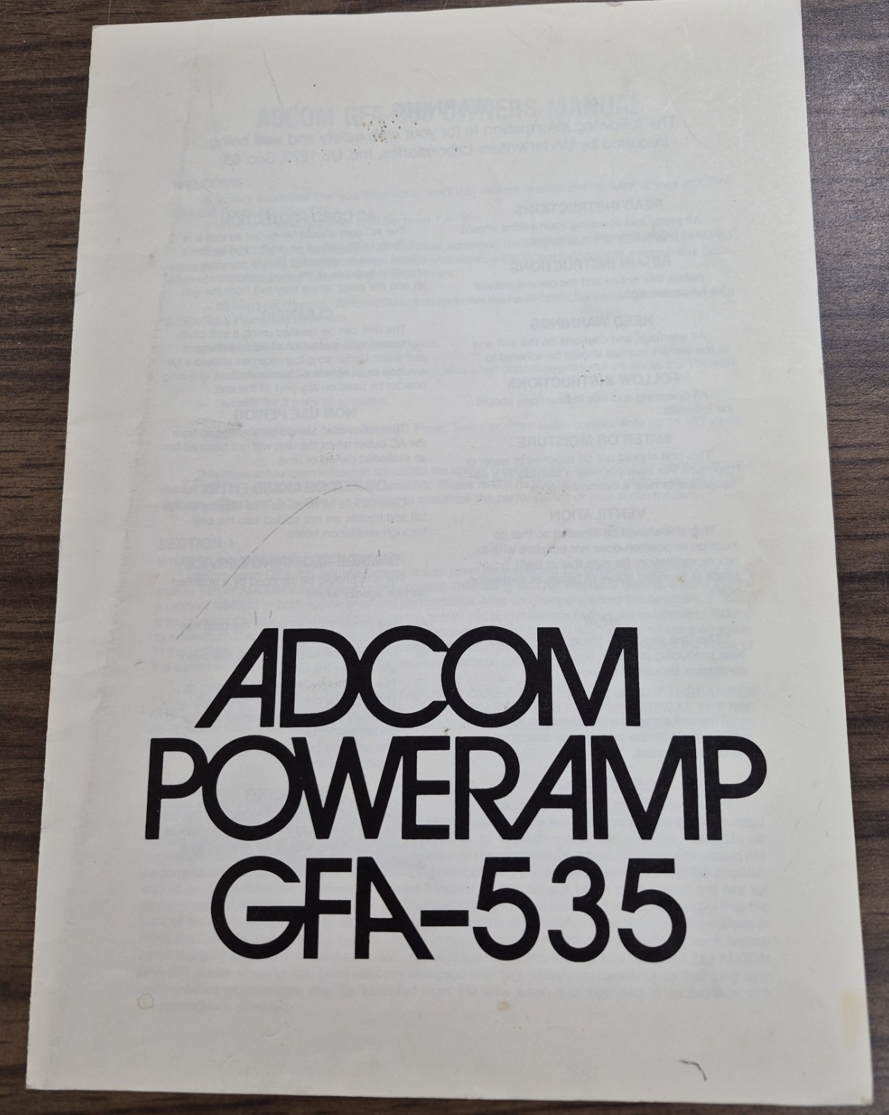 Adcom GFA-535 Owners Manual - OEM