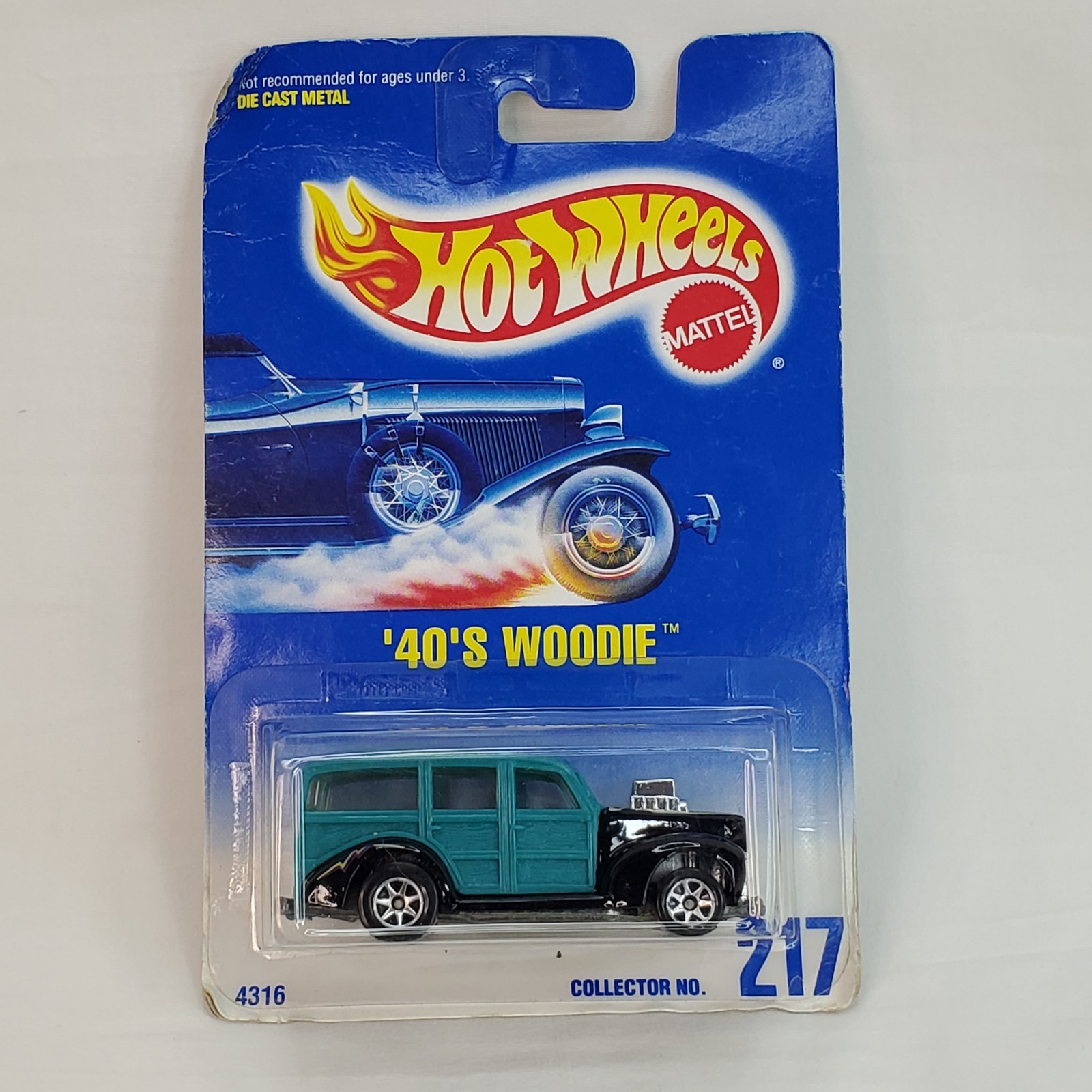 Hot Wheels '40's Woodie  Turquoise #217 ROUGH CARD
