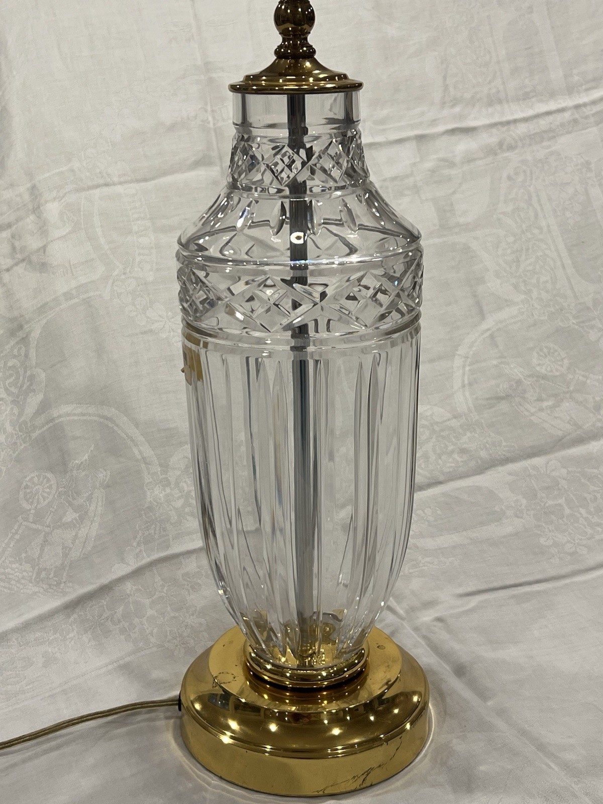 Waterford Clermont Crystal & Brass Table Lamp 29.5 in Electric Cut Glass
