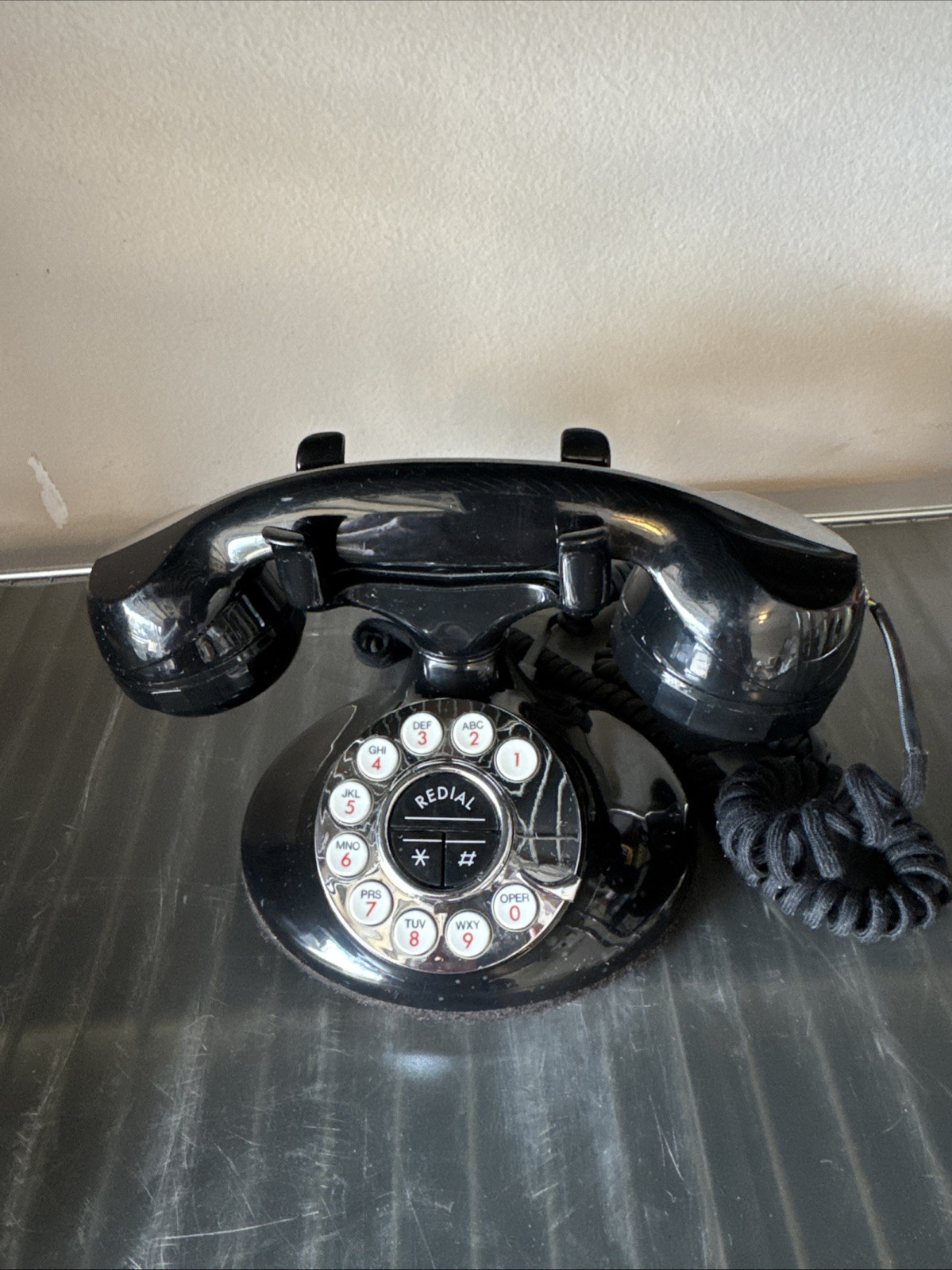 Vintage TeleConcepts Model 230542 Black circa 1926 Push Dial Phone Korea