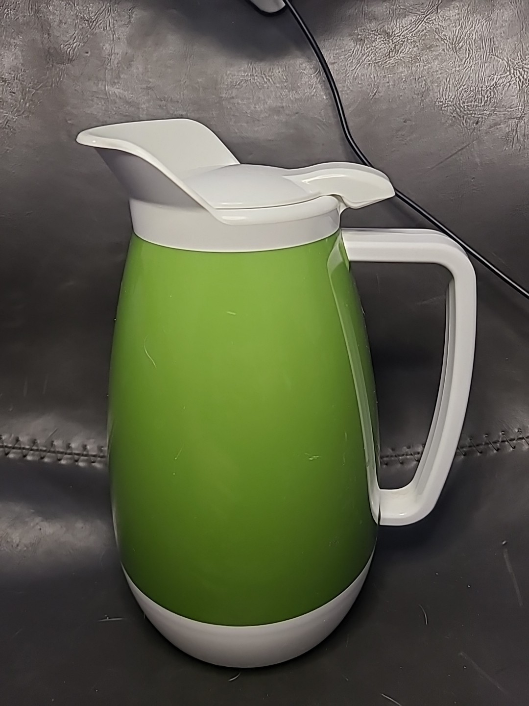 MCM Vintage West Bend Green & White Thermo-Serv Insulated Coffee Pitcher / Pot