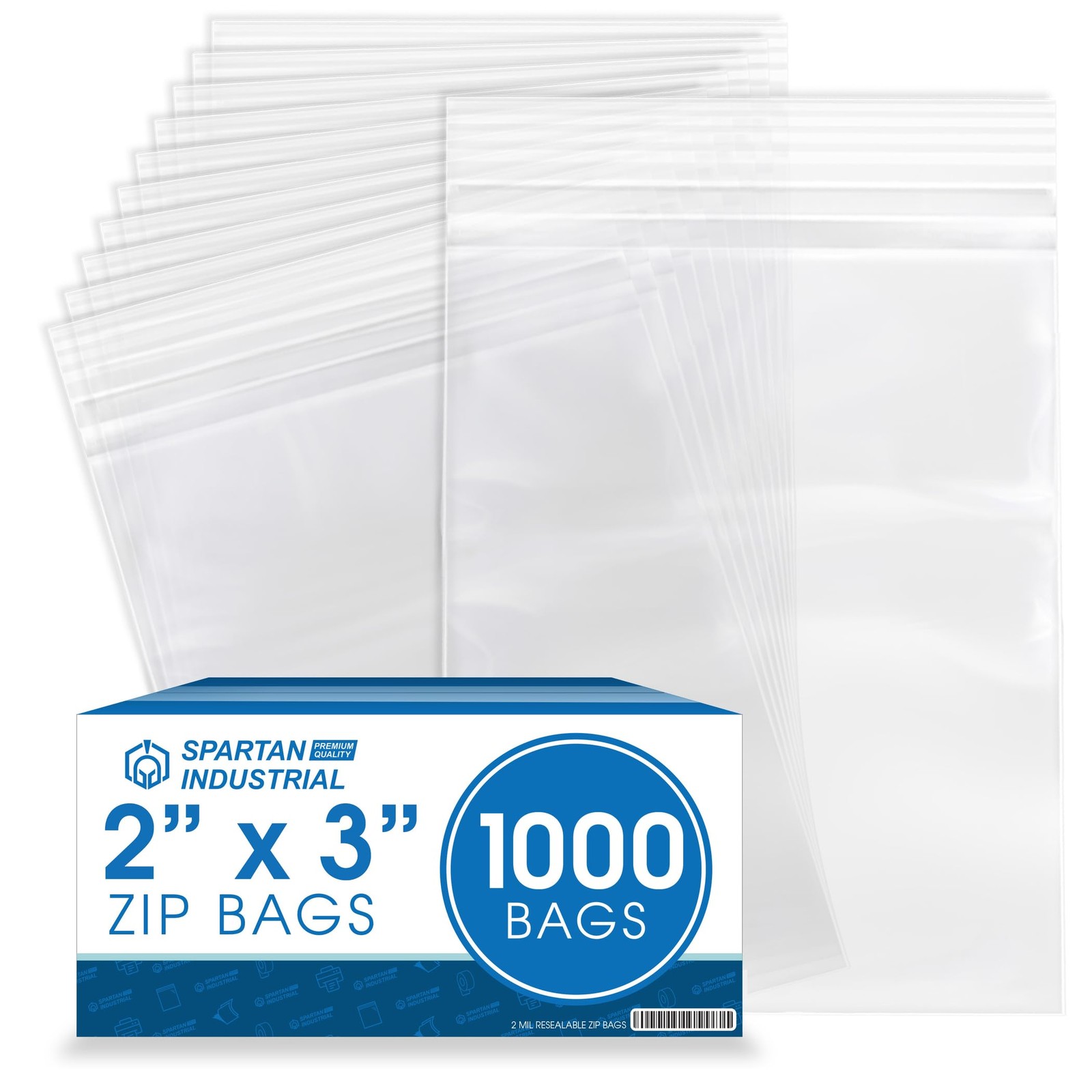 - 2” X 3” (1000 Count) 2 Mil Clear Reclosable Zip Plastic Poly Bags with Rese...