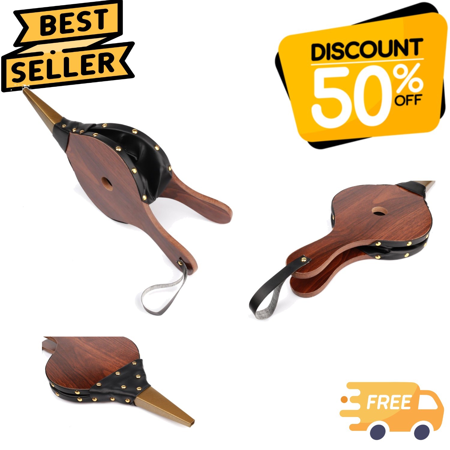 Durable 15'' Wood Fireplace Bellows - Stunning Fan for Safe Flame Control