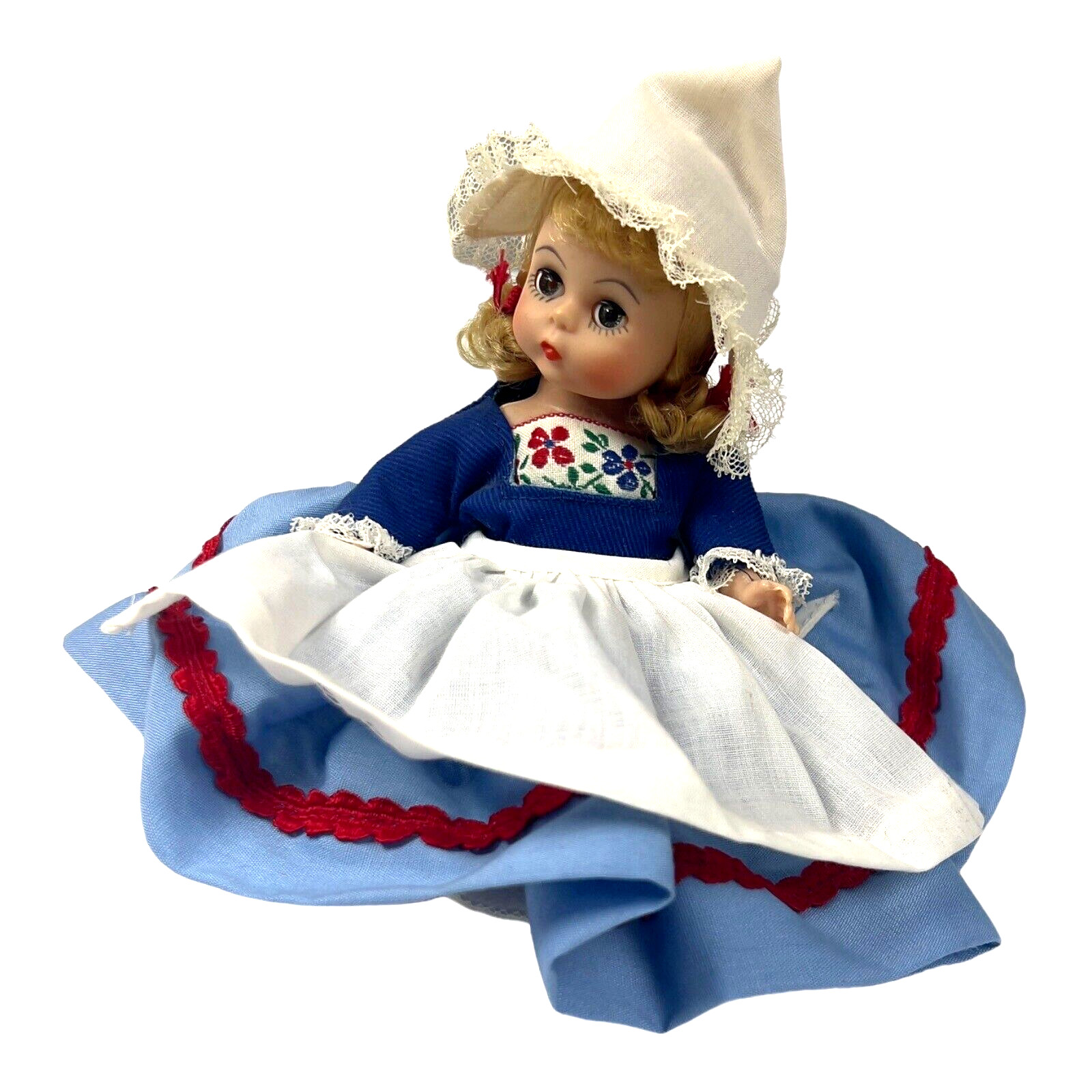 Madame Alexander Netherlands Doll 8" #591 Blue Dress Apron Bonnet Vintage