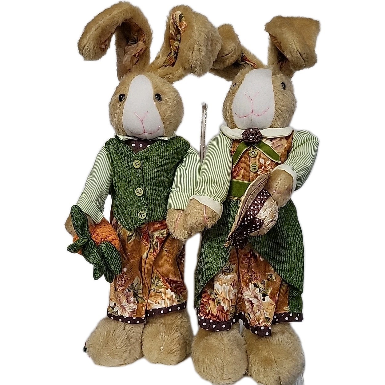Mr. & Mrs. Cottontale By China Creation Male Has Carrot Female Has Hat Both 16"T