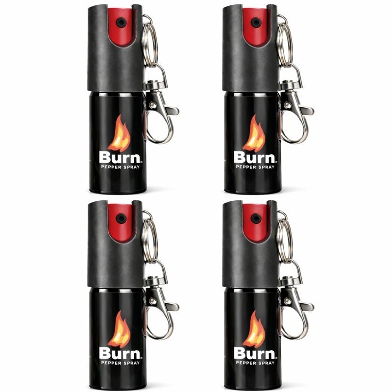 4 Pack Burn Pepper Spray Keychain Self Defense OC Spray Safety Lock w Clip