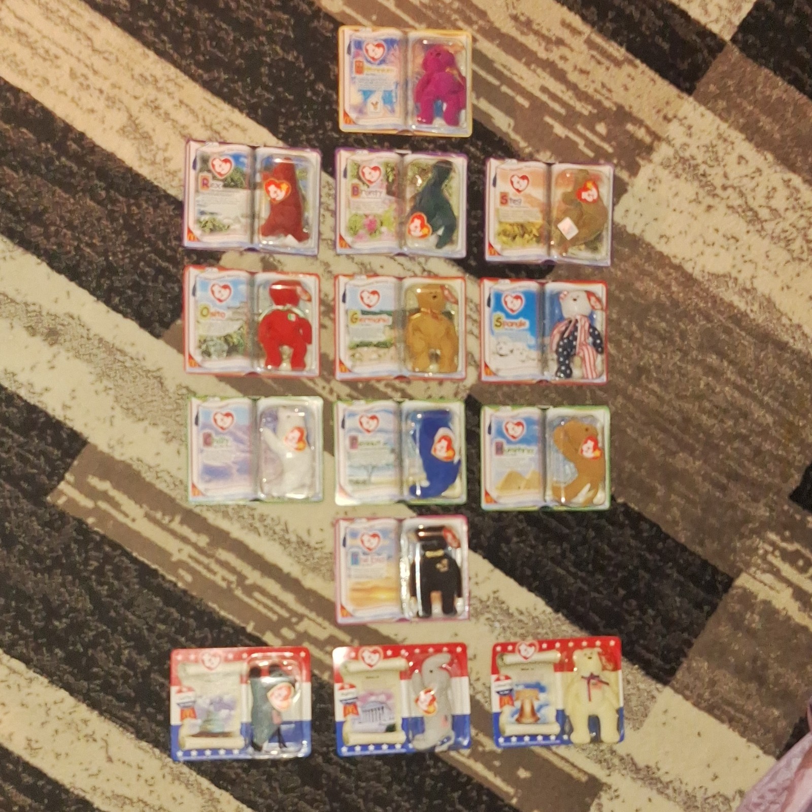 Ty Teenie Beanie Babies 2000 Complete Set Millennium Rex Bronty Steg Osito