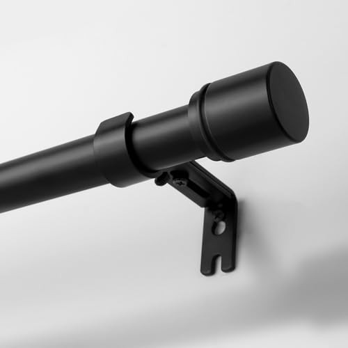 Curtain Rods for Windows 16 to 88 Inches, Adjustable Curtain Rod, 16"-88" Black