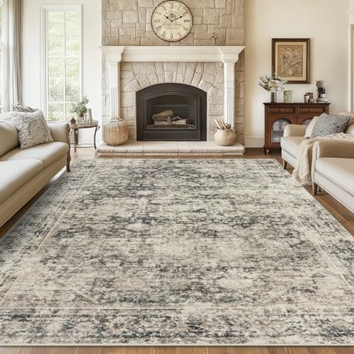 8x10 Area Rugs Washable Rug: Large Vintage Abstract Living Room Rug Soft Anti 