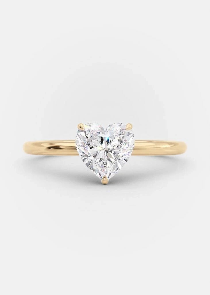 2CT Heart-Cut VVS1 Moissanite Solitaire Engagement Ring 14k Yellow Gold Plated