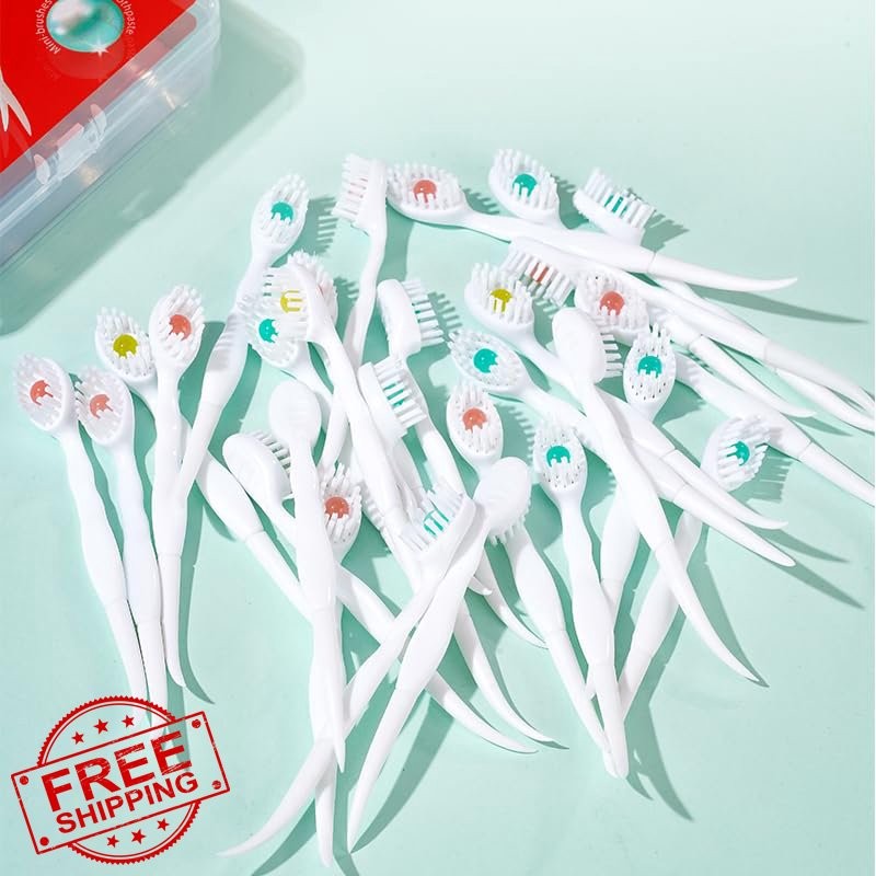 JOUGE 24pk Disposable Travel Toothbrushes w/ Peppermint Paste, Mini Portable