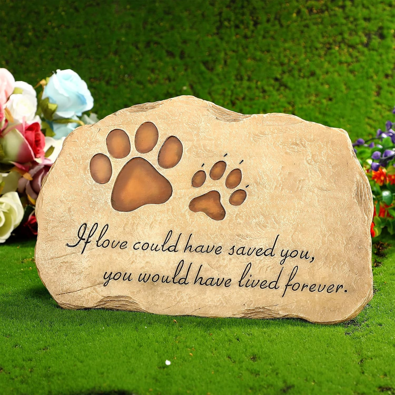 Dog Memorial Stone Dog Garden Memorial Stone Paw Prints Pet Headstone Resin