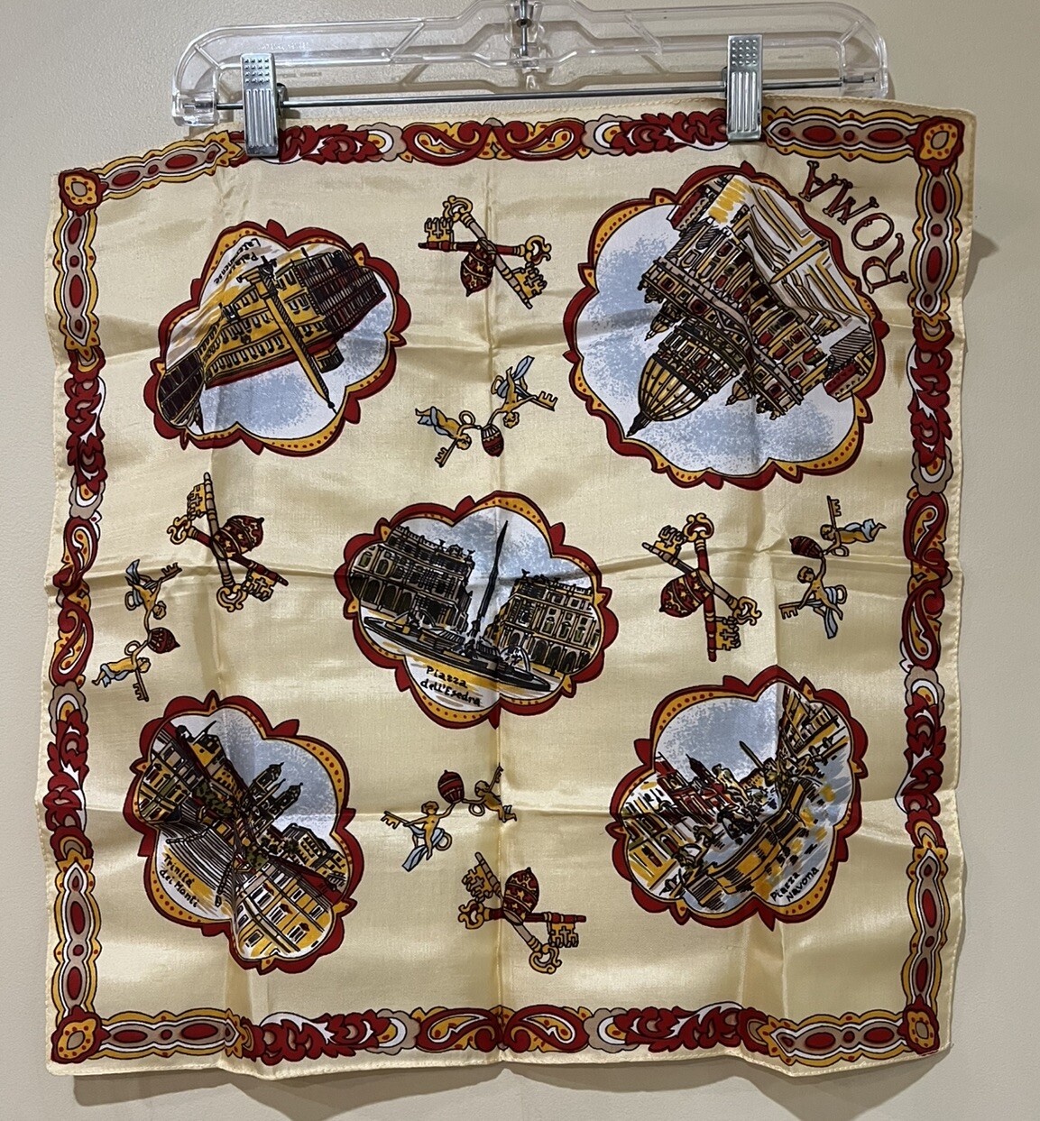 ROMA Italy Souvenir Scarf 19” X 19”Square Vintage