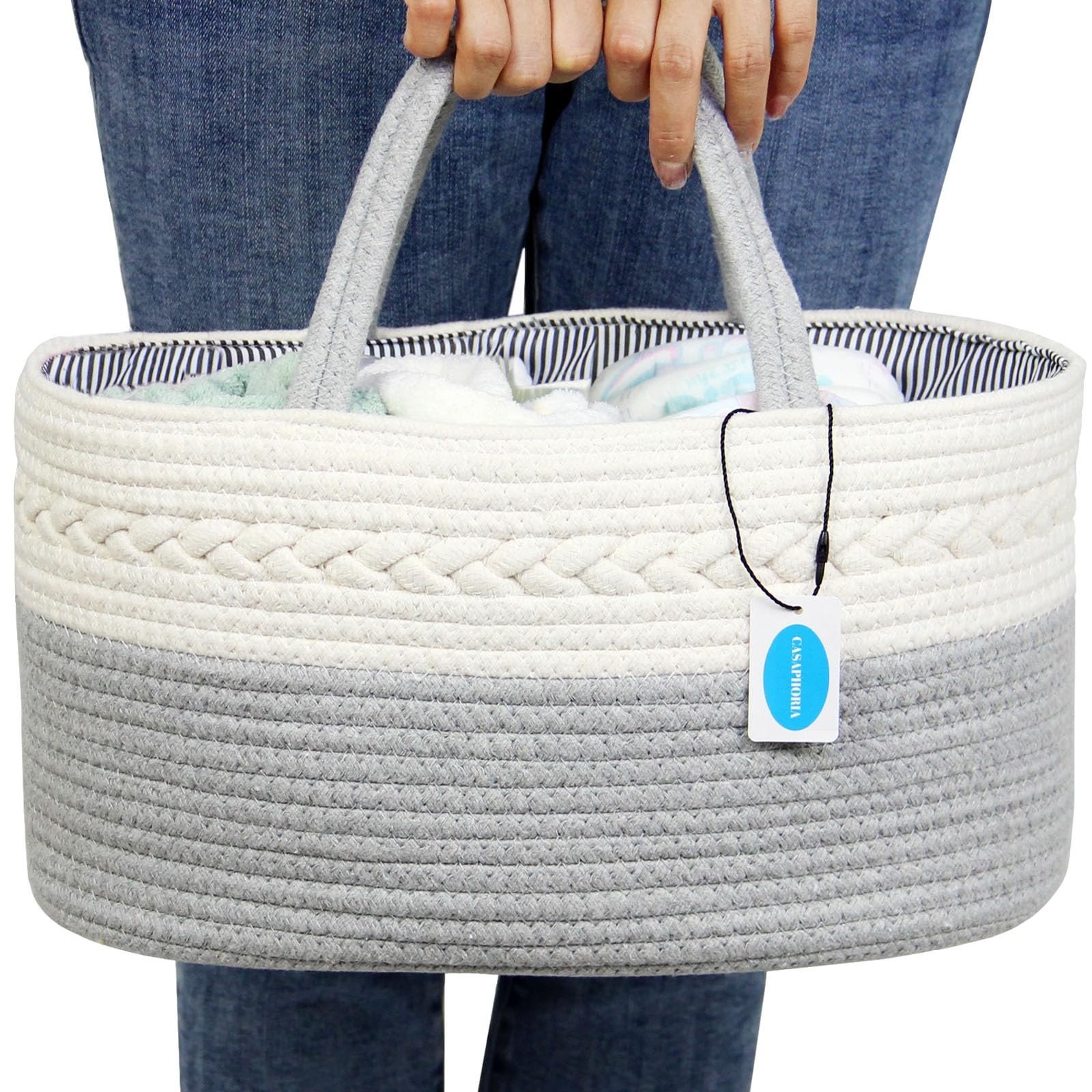Caddy Organizer - Cotton Rope Basket with Removable Inserts, Soft Storage Cad...