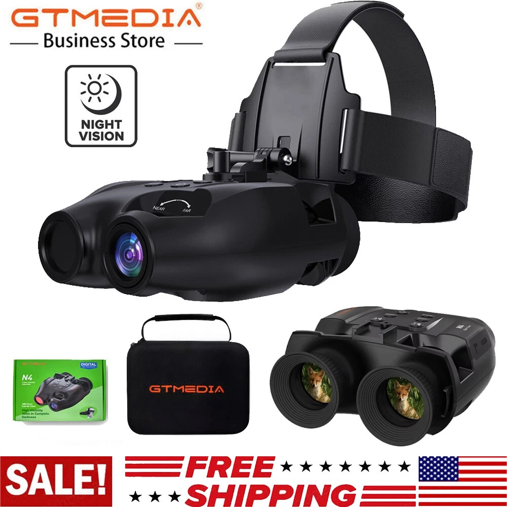 GTMEDIA Night Vision Goggles Binoculars IR Head Mounted For Hunting Rechargeable