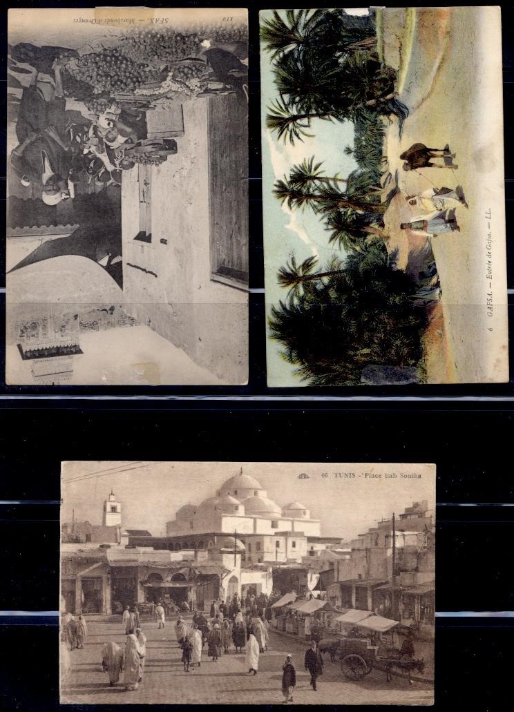 TUNISIA SEL OF 3 DIFF EARLY PPC TO EUROPE