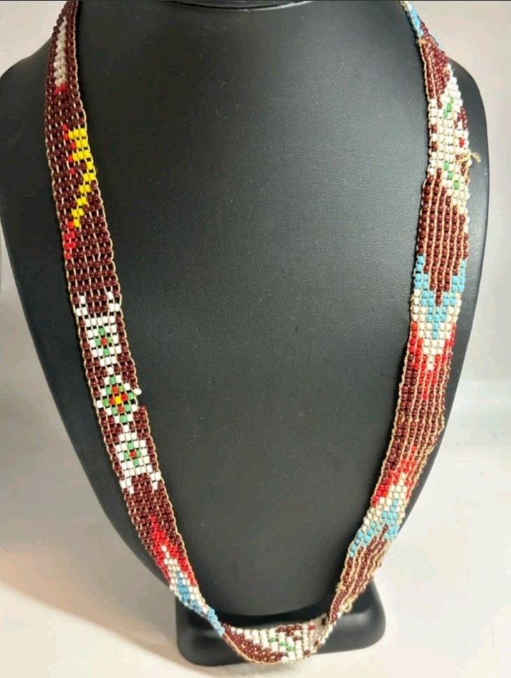 Vintage Glass Seed Bead Native American Necklace