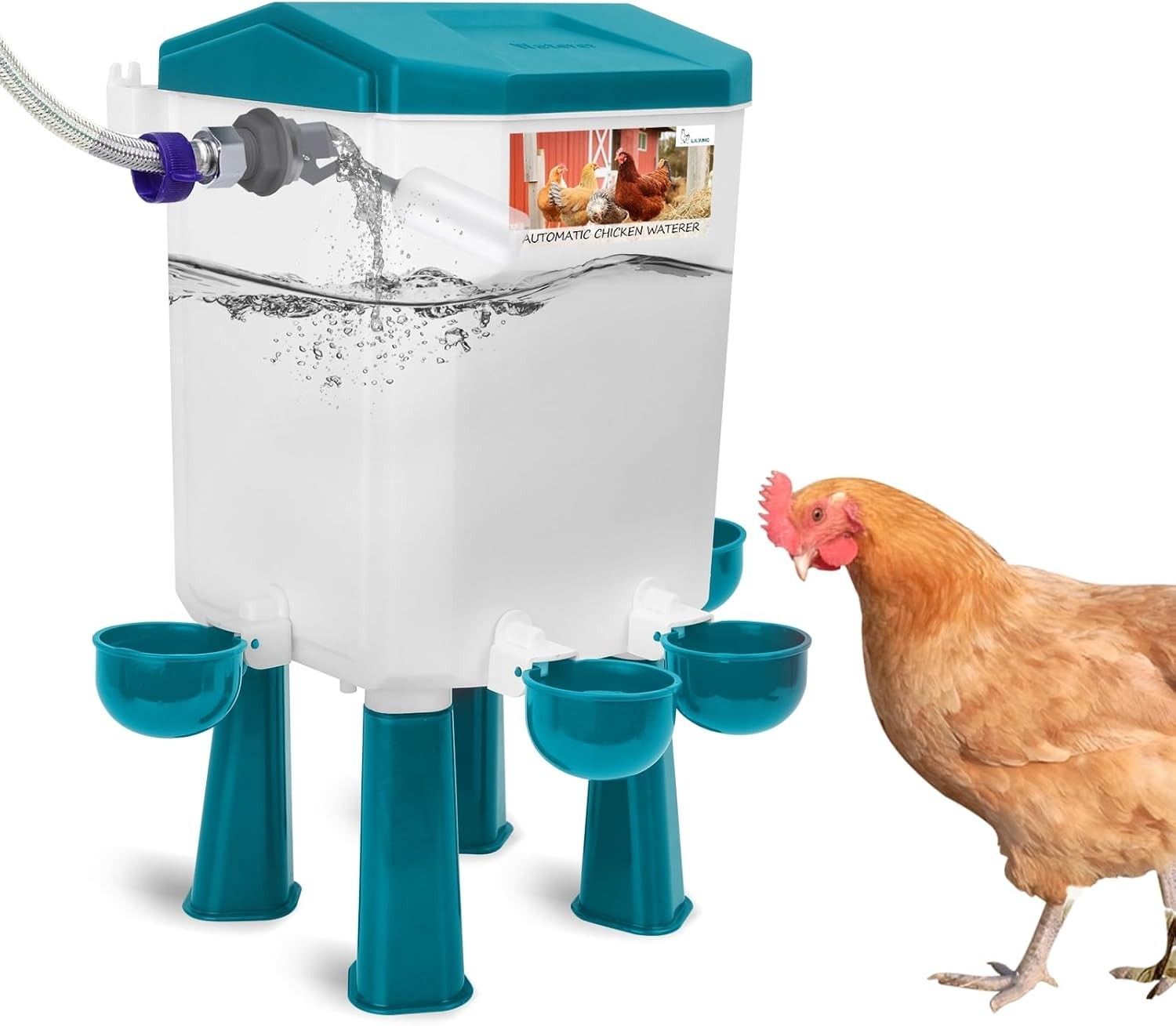 Automatic Chicken Waterer 2 Gallon Float-Control Auto Waterer Hanging/Standing