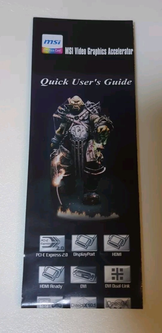 MSI Video Graphics Accelerator Quick User's Guide G52-VXXXXXB-Q13 Vintage