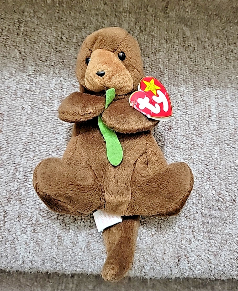 TY SEAWEED Beanie Baby Otter Plush Animal Toy Errors 1996 Hang Tag 1995 Tush Tag