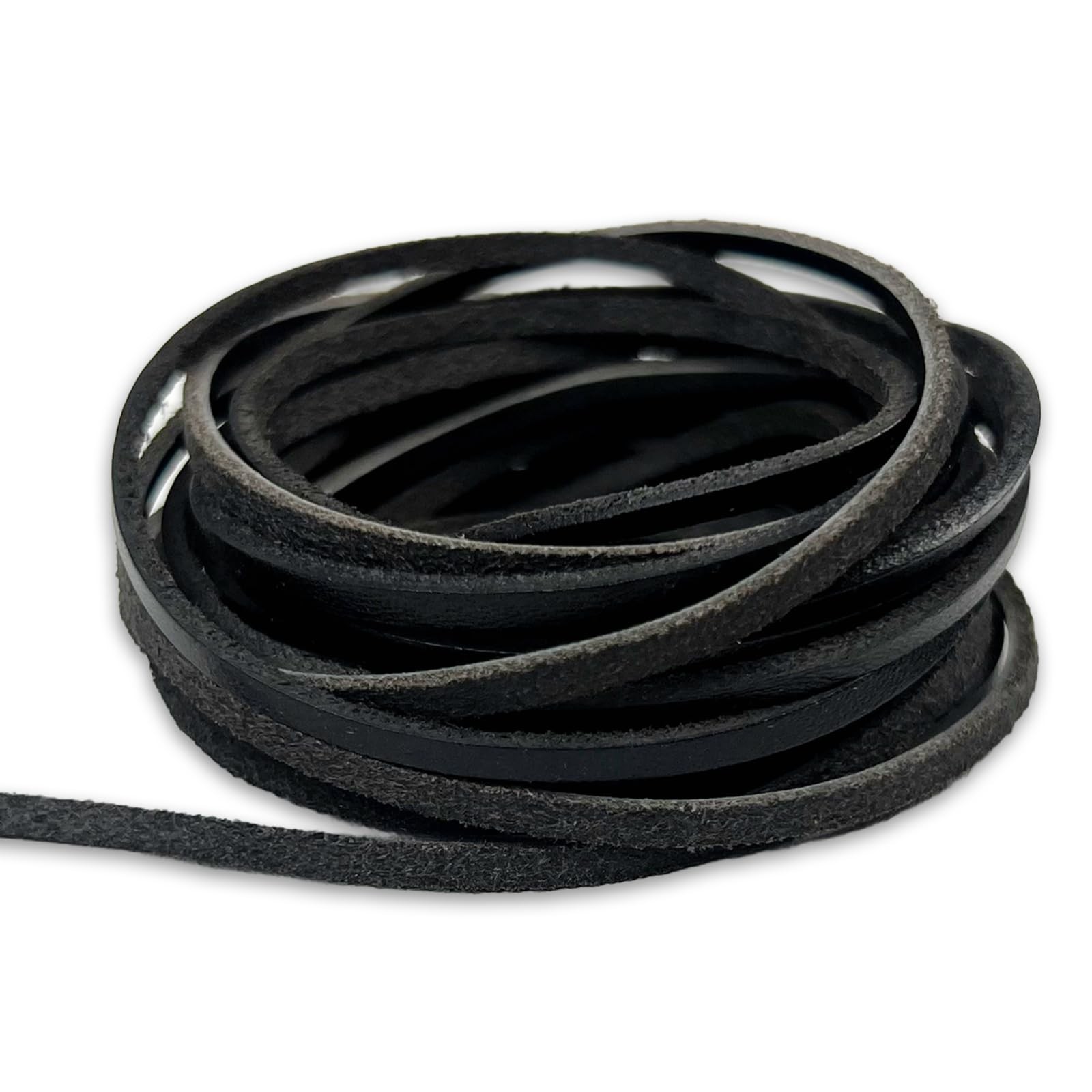 3mm Flat Genuine Leather Cord – Black Braiding String for Jewelry 