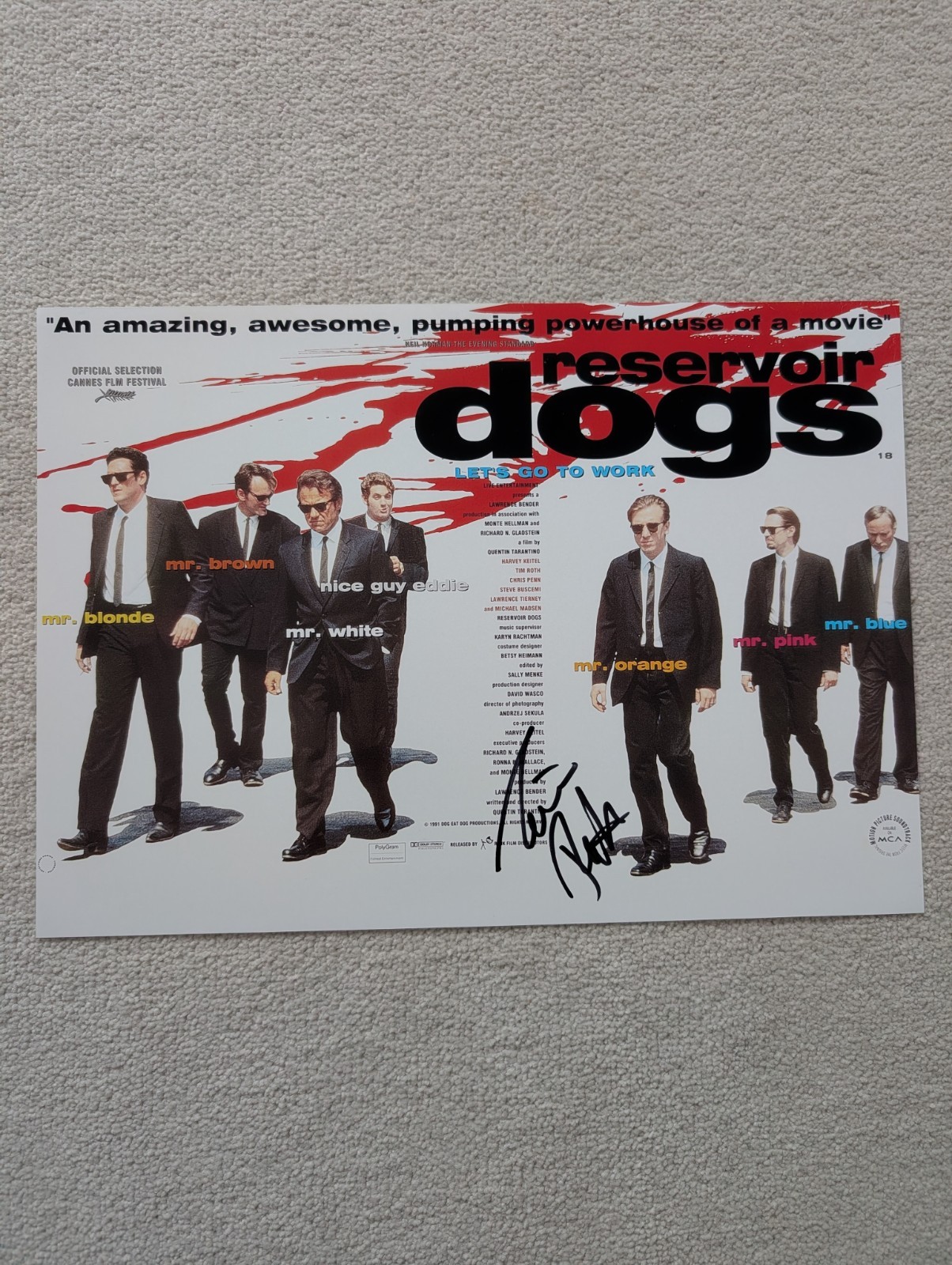 Tim Roth Signed A3 Reservoir Dogs Poster Print Exact Video Proof