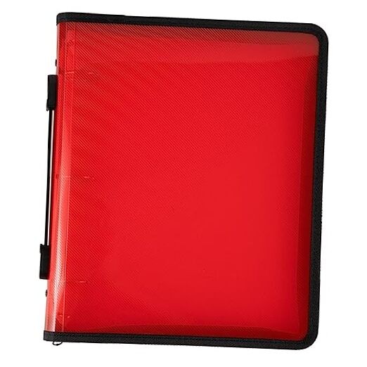  Plastic Zipper 1.5 inch Binder - 3 Ring Binder - Sold Individually Red