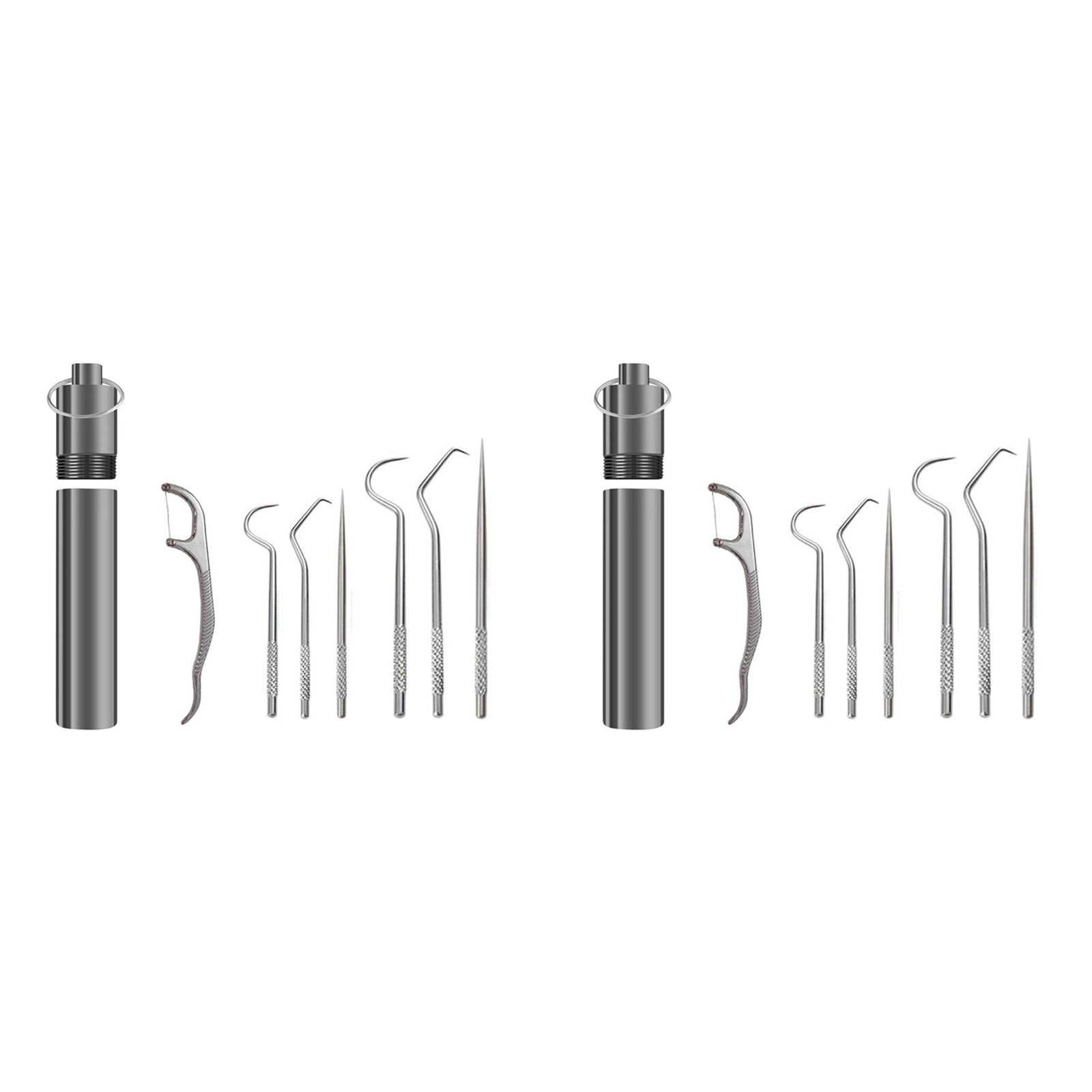 2X Flossing Metal Toothpicks Set Reusable Toothpicks Portable Toothpick4494