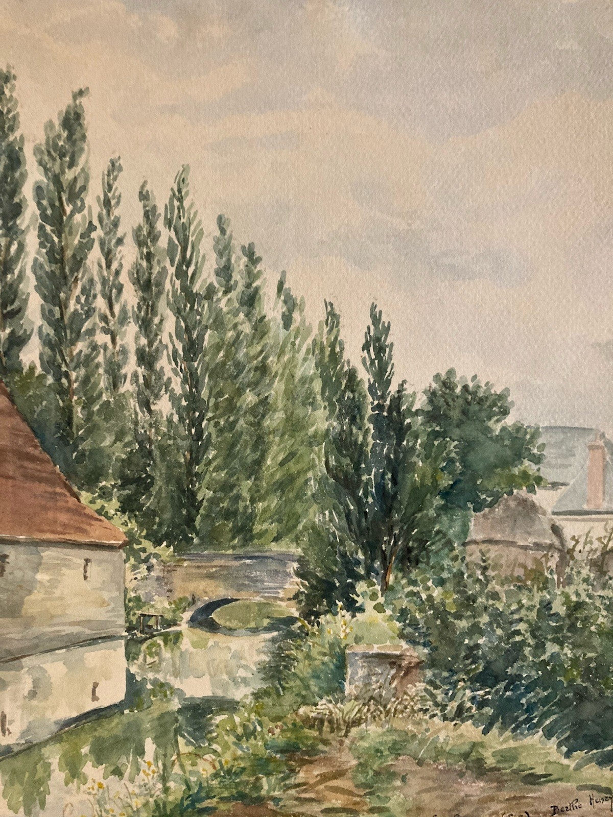 Beau Dessin Coulanges 1930 Peinture Papier Aquarelle Paysage A Identifier Ancre