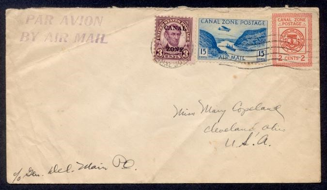 CANAL ZONE 1932 UPRATED ENV TO USA