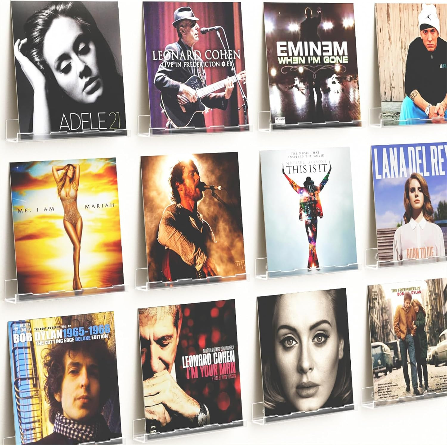 12 Pack Vinyl Wall Mount Shelf, 12" Vinyl Record Holder, Clear Record Shelf Disp