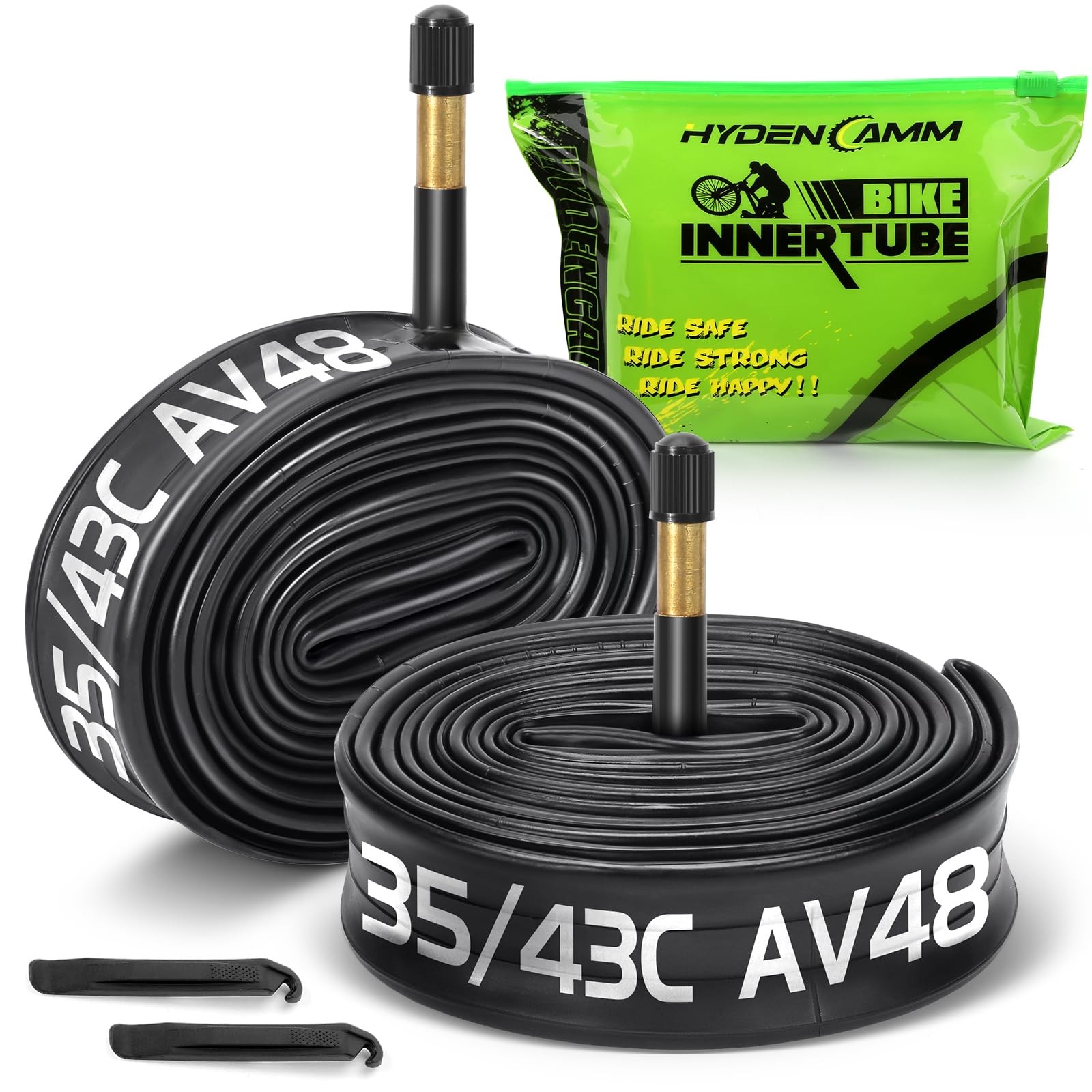 Hydencamm 2 Pack 700x35C/38C/40C/43C AV48mm Schrader Valve 700c 28'', Black 