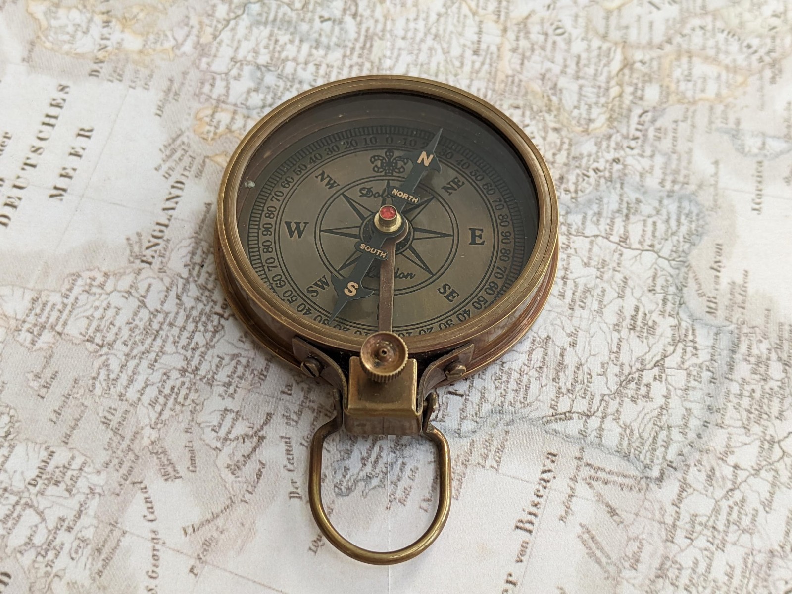 Victorian Brass Compass | Vintage Nautical Pocket Sundial Antique Handmade Gift
