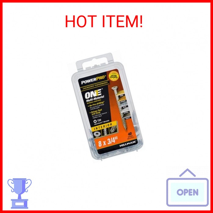 Power Pro One Interior Screws, Flat Head, Zinc-Plated, #8 x 3/4-In., 40-Pk.