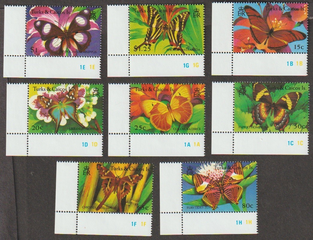 1994 Turks & Caicos Islands SC#1090-97 BUtterflies MNH set