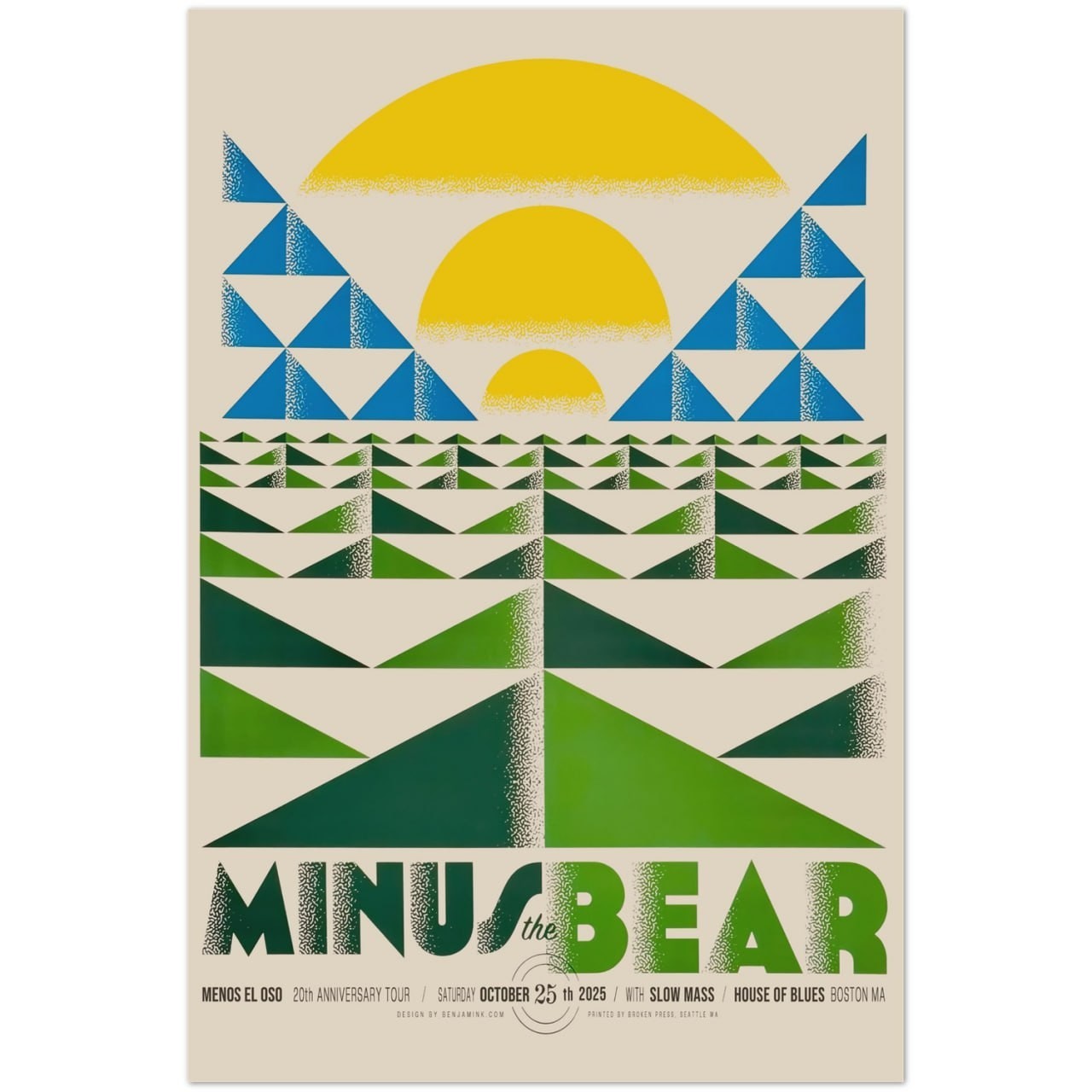 Minus The Bear 20th Anniversary Tour Oct 25 2025 Boston Concert Poster