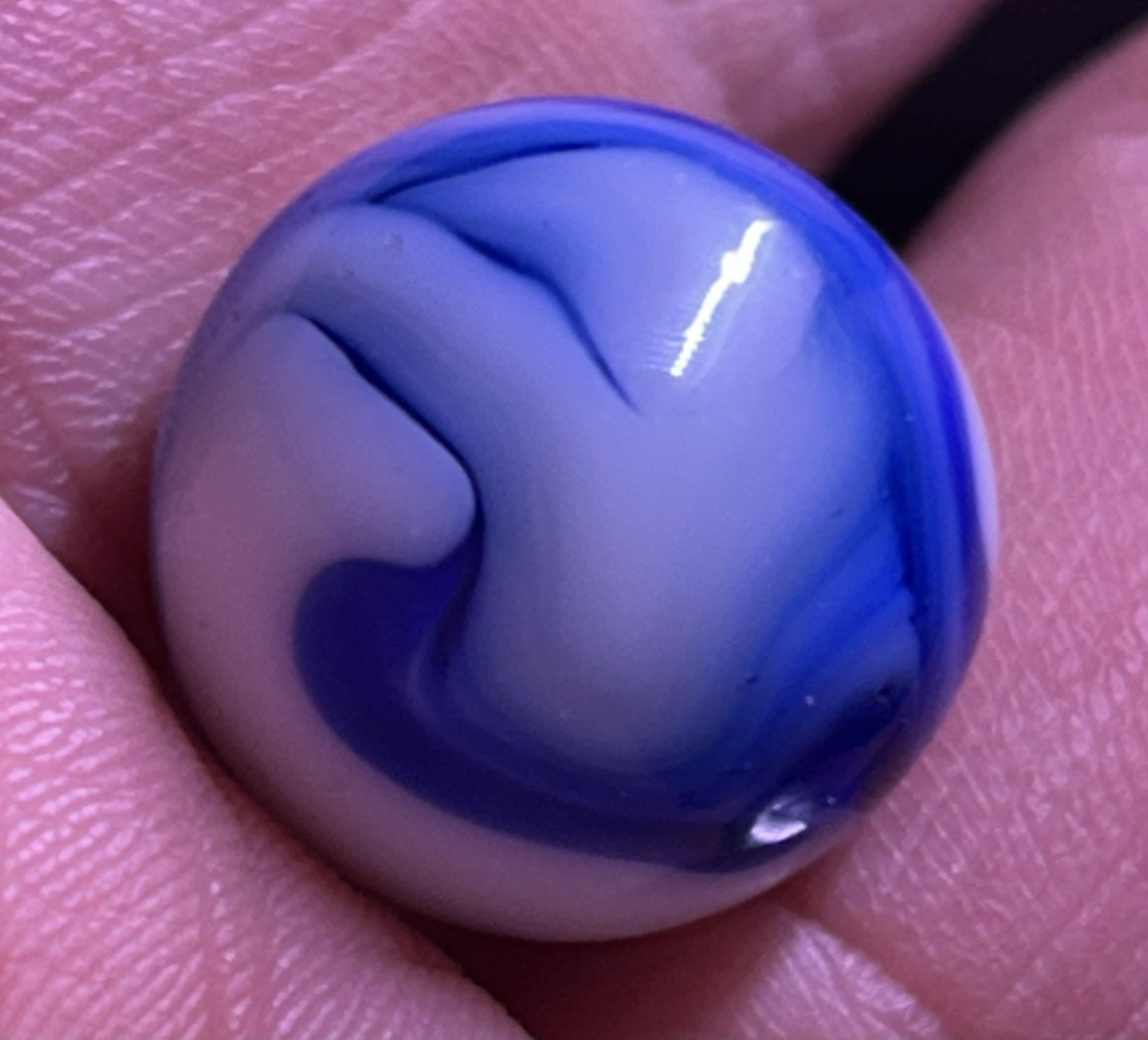 Vintage Alley Agate 0.63” Dark Blue Swirl Marble NM