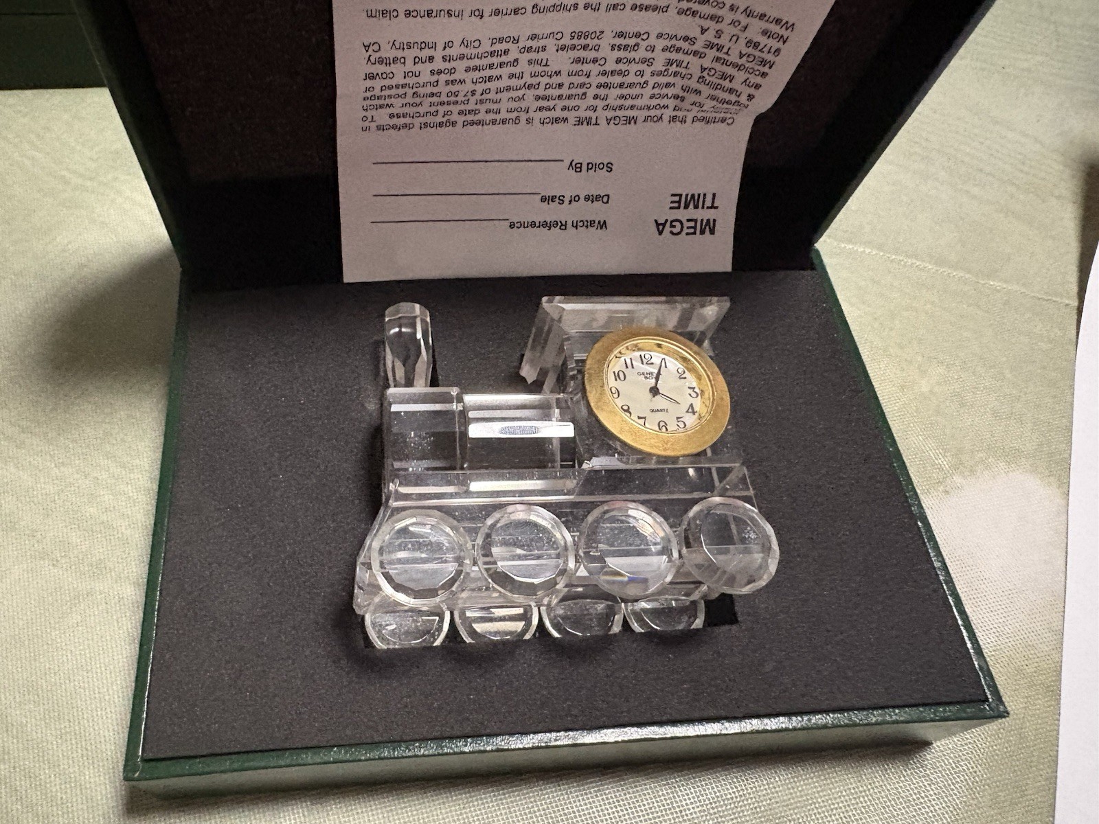 Crystal 3 Inch Train With Xanadu Quartz Geneva  Clock Non- Digital