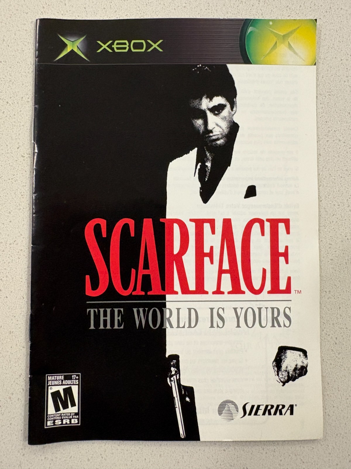 SCARFACE - XBOX - INSTRUCTION MANUAL AUTHENTIC FRENCH